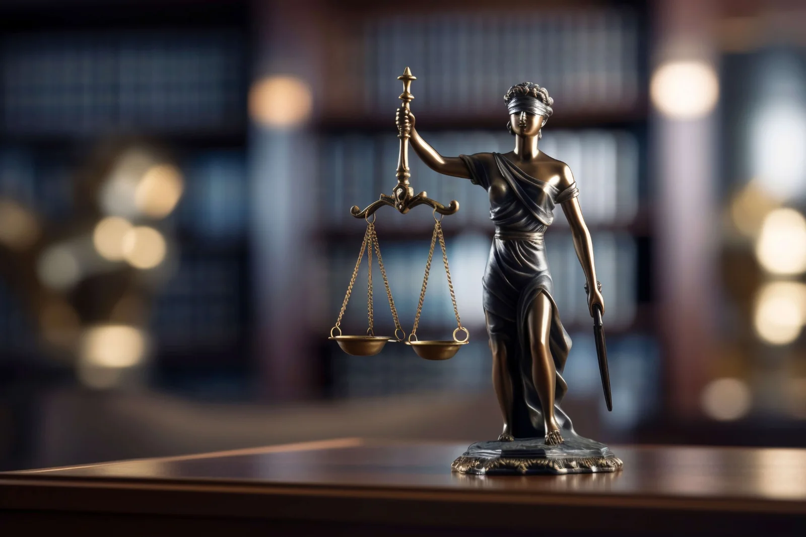 Símbolo da Justiça em ambiente jurídico institucional